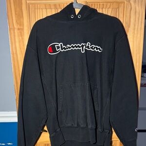 Champion Black Logo Hoodie for Men